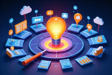 Digital marketing concepts with social media icons and analytics.