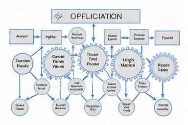 Optimized workflow diagram with gears and arrows.
