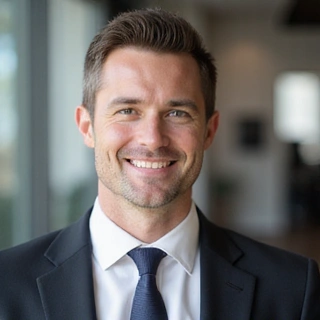 Portrait of a confident male CEO with a professional smile.
